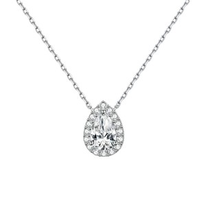 Liontin bintang wanita, liontin bintang mewah 925 perak murni rantai klavikula bentuk pir kalung tetesan air trendi berlian Mosan - Product Image 5