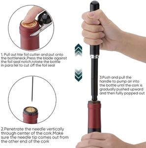 Ensemble tire-bouchon de luxe en plastique avec pompe à air intégrée, ouvre-bouteille facile à utiliser, personnalisable avec logo, vente en gros usine - Product Image 5