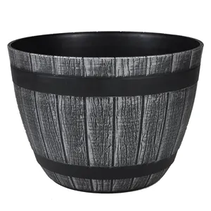 Novelty Pot tanaman kayu kualitas tinggi, Pot bunga plastik hitam Pot wiski Resin 13/15/17/20 inci untuk taman