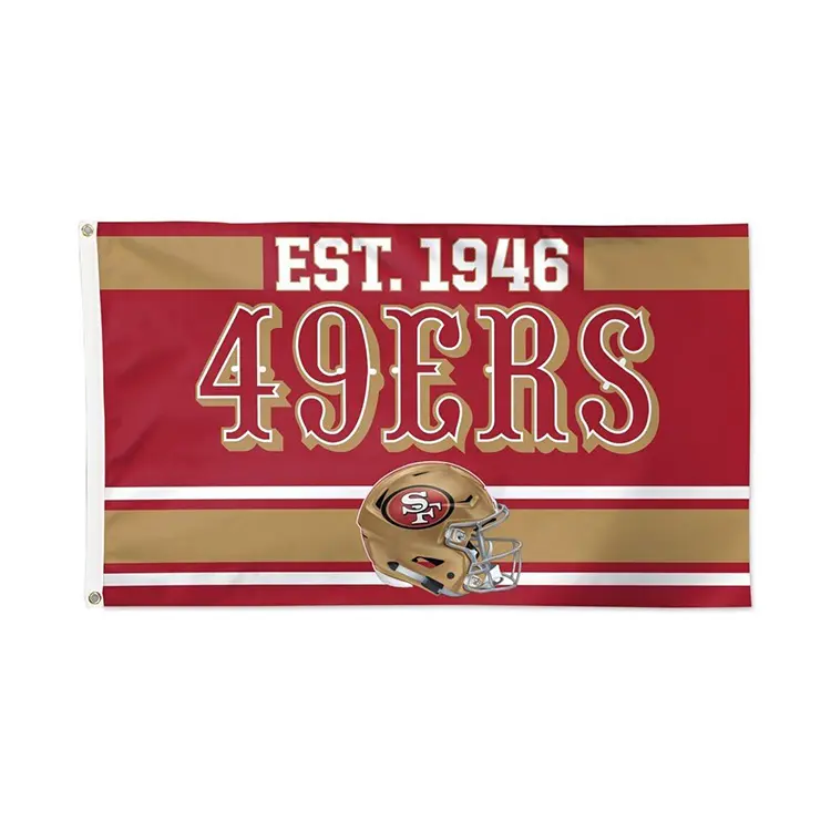Aangepaste Voetbalhelm 49ers Est. 1946 Team Rode Stroken Usa Kampioenen Geschenk Vlag 3 'X 5' Banner