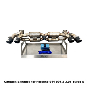 Vortex Lightweight Natural Titanium Valved Exhaust For Porsche 911 991.2 3.0T Turbo S Track Racing <b>Kit</b> - Product Image 1