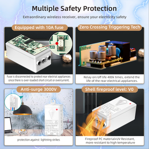 1 Gang 10A Carga 1000W LED IP66 y V0 RF433M Control remoto pared oro interruptores <span class=keywords><strong>Kit</strong></span> para casa de troncos interruptores de luz inalámbricos - Product Image 2