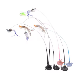 Jouet pour chat rétractable moderne avec plumes colorées et clochettes, jouet interactif pour chat à longue tige avec plumes et plastique - Product Image 5