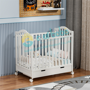 Cunas de Estilo Europeo para Niños en Madera Maciza Muebles de Cama Infantiles Cunas de Bebé Ajustables con Cajón - Product Image 5