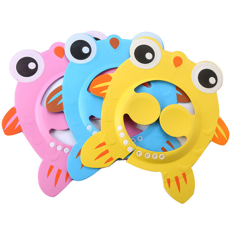 Оптовая продажа, мягкая детская шапка для душа, Детская Регулируемая Водонепроницаемая шапка для ванны с защитой ушей и глаз