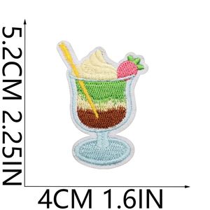 Patch thermocollant brodé vert Matcha, motifs crème glacée, dessert, thé au lait, gâteau, biscuit, beignet, café pour la décoration de vêtements d'enfants, sacs et chapeaux - Product Image 6