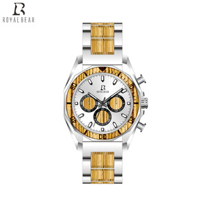 ROYAL BEAR Nuevo Diseño Oem Logotipo Personalizado Reloj de Lujo de Acero Inoxidable y Madera para Hombre Venta al por Mayor - Product Image 4