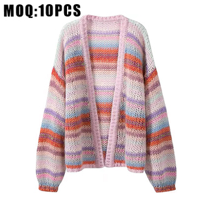 Cardigan da <span class=keywords><strong>donna</strong></span> <span class=keywords><strong>di</strong></span> <span class=keywords><strong>marca</strong></span> personalizzata maglione a righe da <span class=keywords><strong>donna</strong></span> lavorato a maglia Dames maglioncino <span class=keywords><strong>di</strong></span> lana per <span class=keywords><strong>donna</strong></span> - Product Image 6