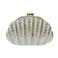 Nouvelle Pochette Élégante Faite à la Main avec Coquille de Perle et Diamants – Sac de Soirée Sophistiqué et Tendance, Sac Bandoulière Polyvalent