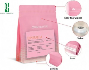 Emballage de <span class=keywords><strong>grains</strong></span> de café écologique imprimé sur mesure, pochette à café recyclable <span class=keywords><strong>en</strong></span> matériau monobloc avec valve et fermeture éclair, qualité alimentaire, faible MOQ - Product Image 2