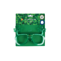 Lunettes de soleil LED scintillantes trèfle à quatre feuilles pour la fête des enfants de la Saint-Patrick, 6 LED vertes clignotantes, phosphorescentes, vente chaude