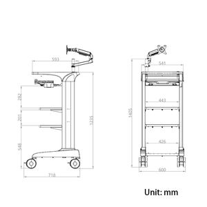 Chariot d'endoscopie de prix usine avec le support de bâti de moniteur et le chariot médical de chariot de plate-forme de stockage pour l'hôpital - Product Image 5