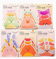 Bloc-notes autocollants mini animaux mignons de dessin animé, 45 feuilles, qualité supérieure, lot de mini notes adhésives animaux