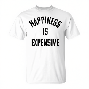 Camiseta Happiness Is Expensive, blanca, unisex, talla M para adultos - Product Image 1