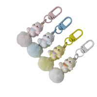 Porte-clés en peluche chat mignon en gros, pompon doux et moelleux, breloque de sac colorée avec mousqueton, cadeau tendance pour fille