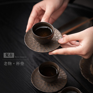Sous-verres en céramique rétro avec motif floral, isolation thermique pour tasses à thé, fabriqués à Dehua - Product Image 4