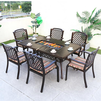 Mobilier de jardin en fonte d'aluminium, Barbecue, Table de Barbecue, foyer, Table à manger, Barbecue au charbon de bois