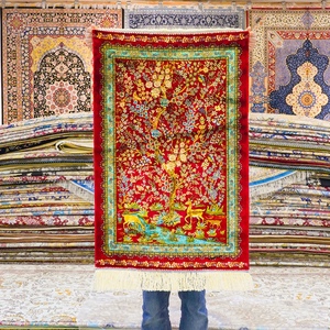 Tappeto di Lusso Vintage Fatto a Mano 60x90cm in Seta con Doppio Nodo e Design Albero della Vita, Lavabile e Antiscivolo, <span class=keywords><strong>per</strong></span> Preghiera - Product Image 1