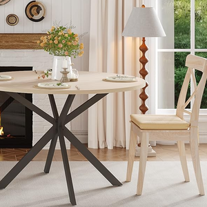 <span class=keywords><strong>Mesa</strong></span> de Comedor Redonda Natural, Duradera y de <span class=keywords><strong>Alta</strong></span> Calidad, Estilo Rústico, de Madera con Patas Metálicas - Product Image 6