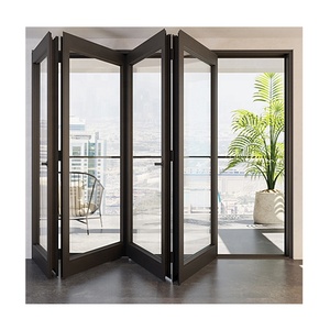 Precio de fábrica de doble acristalamiento de <span class=keywords><strong>Patio</strong></span> de aluminio puerta de vidrio puertas correderas plegables - Product Image 1