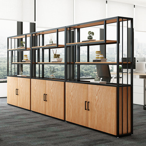 Hongming Industrial Style Storage Shelf <b>Partition</b> Cabinet Modular Living Room Office Bookshelf Floor <b>Screen</b> Cabinet - Product Image 2
