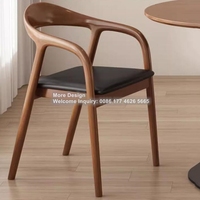 Chaise de salle à manger design nordique moderne en bois de frêne massif Fauteuil de salle à manger en cuir et tissu pour restaurant, salon