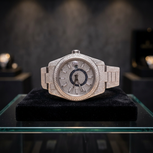 Montre mécanique en acier inoxydable incrustée de diamants, montre-bracelet analogique ronde, résistante à l'eau, affichage de la date pour femmes - Product Image 3