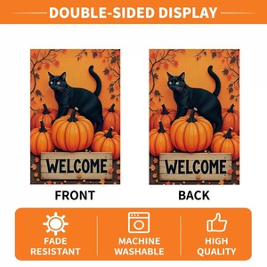 Personnalisé Halloween Lin Oxford <span class=keywords><strong>Tissu</strong></span> Jardin Drapeau Coloré Décoration Extérieure avec Imprimé Gobelins Squelettes Décor À La Maison Citrouilles - Product Image 6