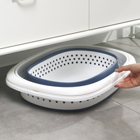 Panier à linge pliable en plastique 32L avec poignée, conteneur de stockage pliable, panier à linge portable pour économiser de l'espace