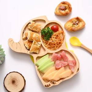 Plateau de petit-déjeuner de plateau de nourriture d'aspiration de bébé en bambou en forme d'animal adorable de haute qualité - Product Image 2