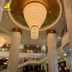 Lustre en cristal à feuilles dorées de luxe - Luminaire suspendu pour <span class=keywords><strong>grand</strong></span> escalier, idéal pour hall d'hôtel 5 étoiles et <span class=keywords><strong>casino</strong></span> - Product Image 3