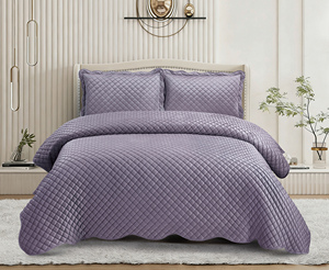 Luxurious Diamond-encrusted Bedspread Ultrasonic Ultra Soft Velvet 3D Embossed Quilted 3-Piece Polyester Set <strong>Bed</strong> <strong>Cover</strong> - Product Image 6