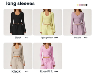 3 Piece Yoga Set Women One Piece <strong>Wrap</strong> Long Sleeve Tank Wide Leg <strong>Pants</strong> Quick Dry Activewear Fitness Outfit - Product Image 6