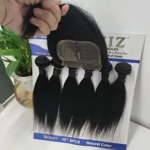 Hot cabelo africano set NIZ pacote 6 pacote com 4x4 T fechamento cabelo humano brasileiro atacado