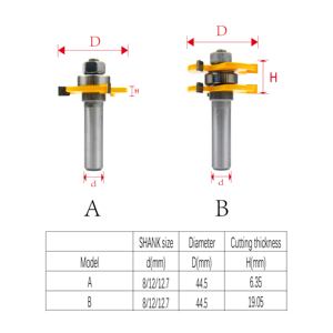 2PC 12mm 1/2 SHANK Tongue & Groove Joint Assembler Solid Carbide Router Bits Set Wood Mill Cutter - Product Image 5