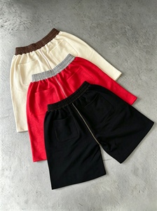 Shorts Bermuda en Coton Uni pour Homme, Taille Mi-Haute Élastique avec Poches, Décontracté, Tricoté et Respirant - Product Image 2