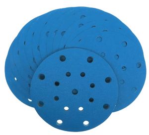 Dms tùy chỉnh mài mòn vòng phim màu xanh giấy nhám 6inch 150mm 80 Grit móc và vòng lặp đa lỗ chà nhám đĩa - Product Image 3