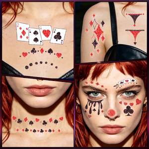 Máscaras Faciales 3D para Halloween, Venta al por Mayor, Últimas Novedades, Pegatinas de Tatuajes Temporales Doradas con Diseño de Terror - Product Image 3