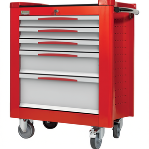 FG 150R/5G Tool Cabinet Red 5 <b>Drawer</b> Rolling Storage With Lock And Casters For <b>Workshop</b> Use - Product Image 2