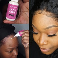 Kit de colle pour perruque en dentelle à tenue forte, dissolvant d'adhésif pour perruque Lace Front, bâton de cire capillaire, contrôle des bords et bande de fusion – Ensemble de 5 pièces