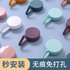 Nordic Style <b>Plastic</b> <b>Hooks</b> Single <b>Hook</b> 1-3kg Load Kitchen Bathroom Storage Strong Adhesive Traceless Mounting - Product Image 5