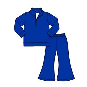 Conjuntos de Otoño Personalizados de Algodón para Niñas: Top Pullover y Pantalones Acampanados, Ropa al por Mayor para Equipos de Fútbol, Ropa de Boutique, Color Leche - Product Image 6