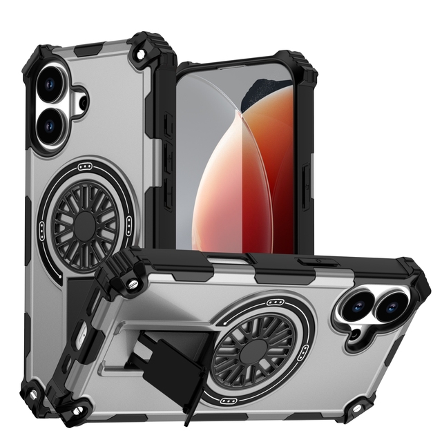 New Design Stress Relief Magnetic Ring Phone Case TPU+PC Shockproof Support Wireless Charging for iPhone 11-17 & for Samsung