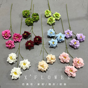 Rosas Artificiales Yixuan de Tres Cabezas, Flores de Seda para Decoración de Bodas, Arreglos Florales Hechos a Mano para Decoración del Hogar y Eventos - Product Image 2