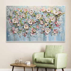 Abstract Gold Tree Flower paesaggio tela pittura a olio moderna 3D coltello floreale grande <span class=keywords><strong>Poster</strong></span> stile Texture fatto a mano <span class=keywords><strong>soggiorno</strong></span> - Product Image 2