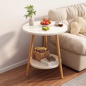 <b>Small</b> Round Coffee <b>Table</b> With Storage Shelf Wood Top Living Room Side <b>Table</b> For Home Bedroom Use - Product Image 1