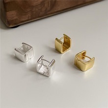 Pendientes de Plata de Ley S925 con Textura Industrial y Diseño Geométrico Cuadrado para Mujer - Joyería de Personalidad y Temperamento - Product Image 4