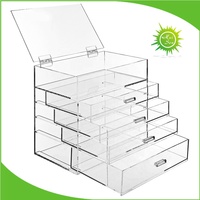 Prix direct d'usine en gros boîtes de présentation de stockage de bijoux et de cosmétiques en acrylique transparent