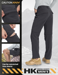 Pantaloni <span class=keywords><strong>Cargo</strong></span> Convertibili da Uomo Personalizzati con Chiusura a Bottoni, Softshell Resistente all'Acqua, Multi-Tasca, Comodi per Uso Quotidiano, Vacanze e Lavoro - Product Image 3