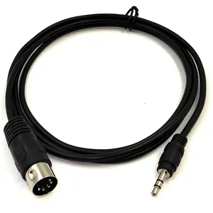 Oem ODM Factory Black Pvc 5 Pin plug Mini Din Midi Plug To 3.5 Mm Jack high speed data transfer Audio Cable